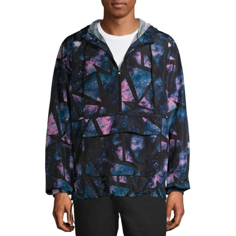 ๐ Wind breaker with night sky galaxy pattern. Like new. Mens size small. - Picture 3 of 14